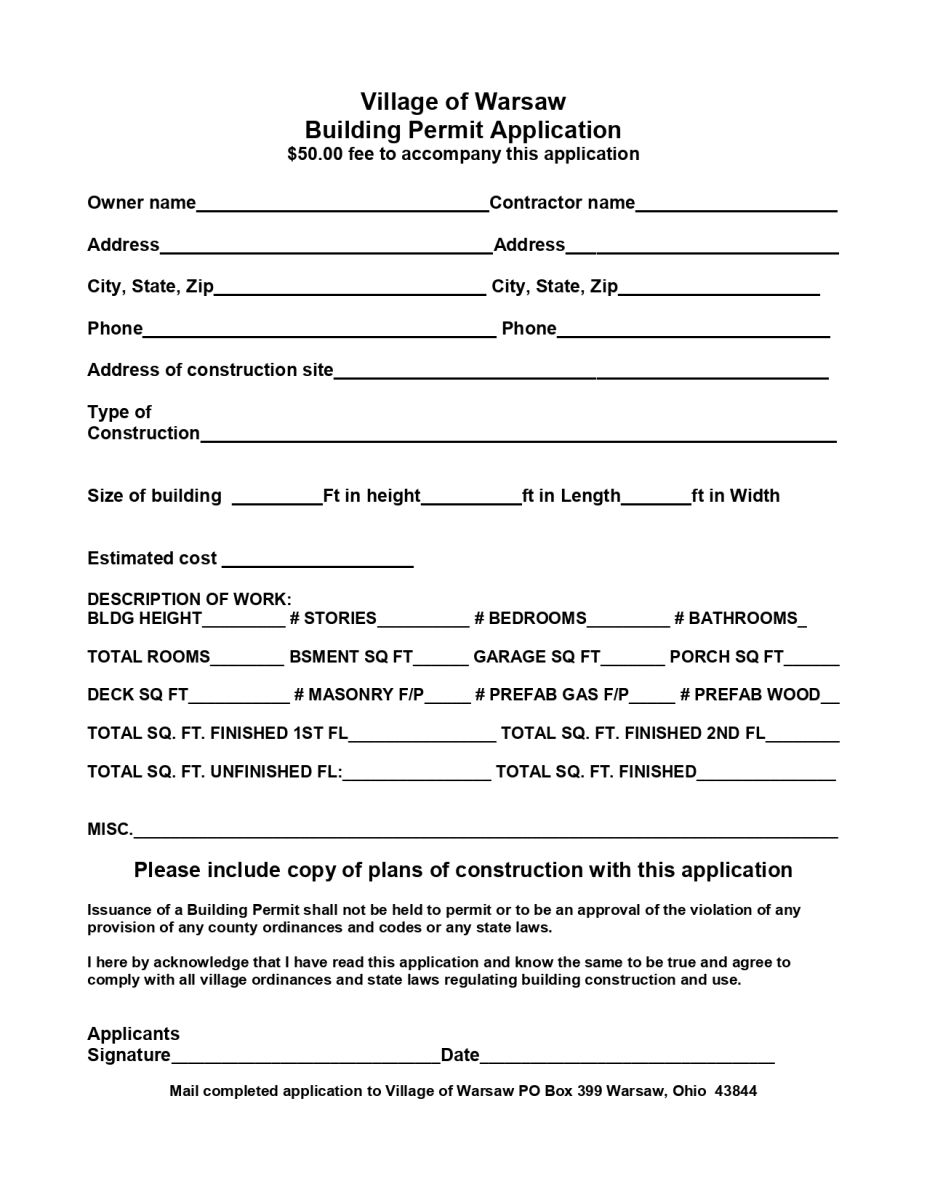 A picture of the Building Permit Form